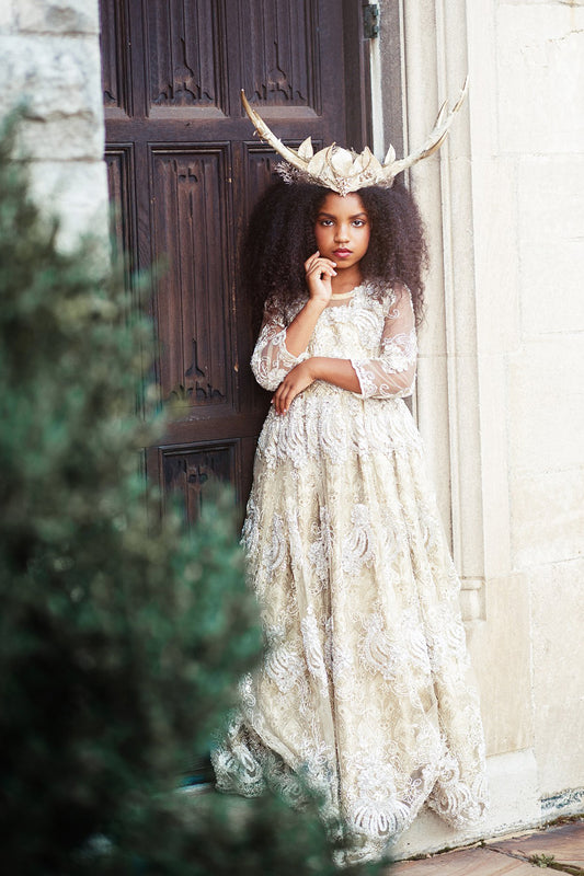 Artemis Greek Goddess Hunt Moon Antlers Couture Headpiece - Honeydrops Designs