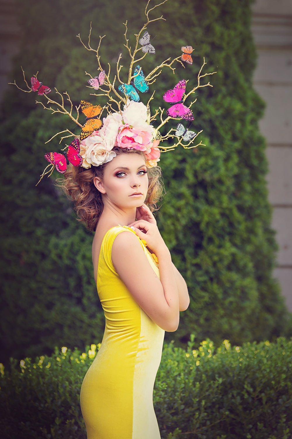 Butterfly Tree Gold Branches Couture Headpiece - Honeydrops Designs