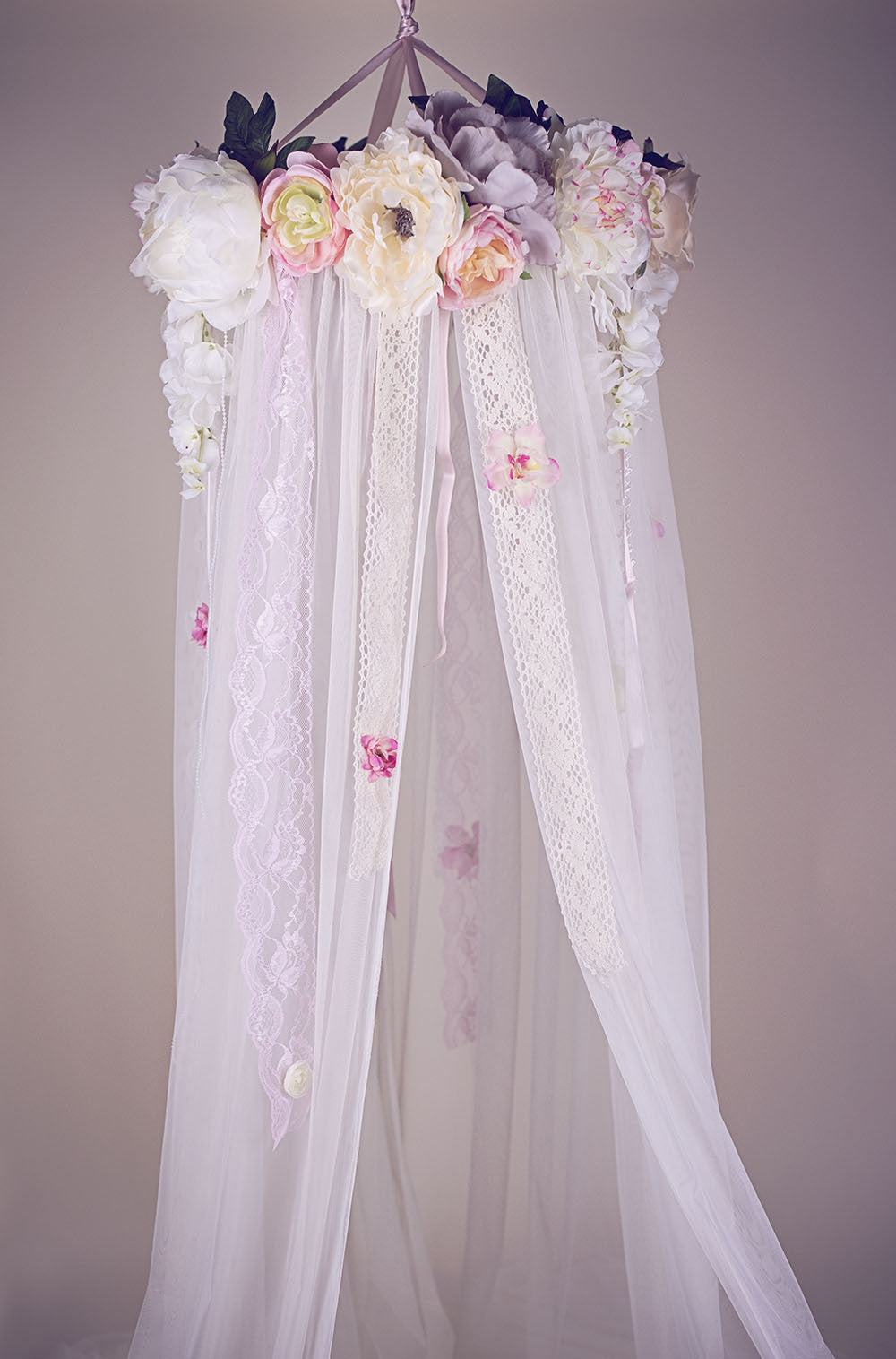 Dreamy Whimsical Floral Canopy Girls Room Decor - Honeydrops Designs