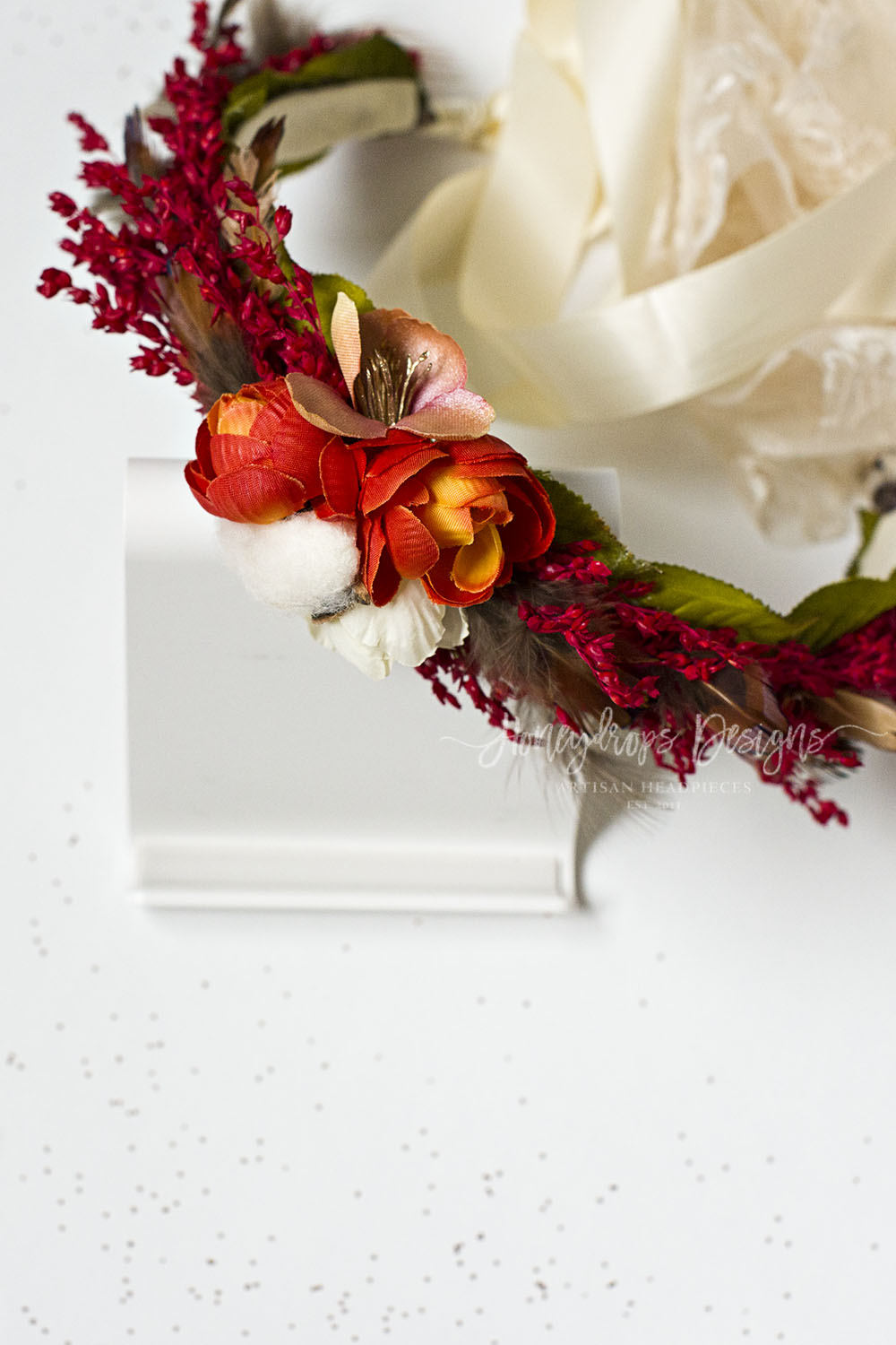 Berkley Rich Autumn Flower Halo Lace and Satin Ties - Honeydrops Designs