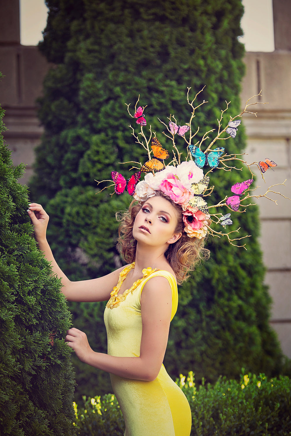 Butterfly Tree Gold Branches Couture Headpiece - Honeydrops Designs