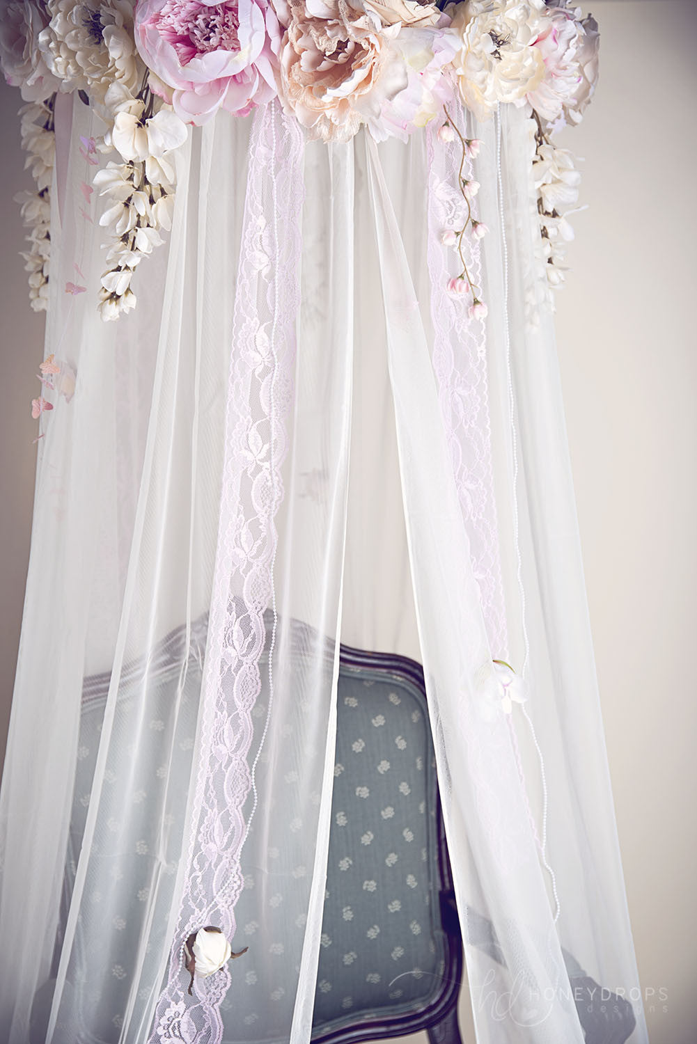 Dreamy Whimsical Floral Canopy Girls Room Decor - Honeydrops Designs