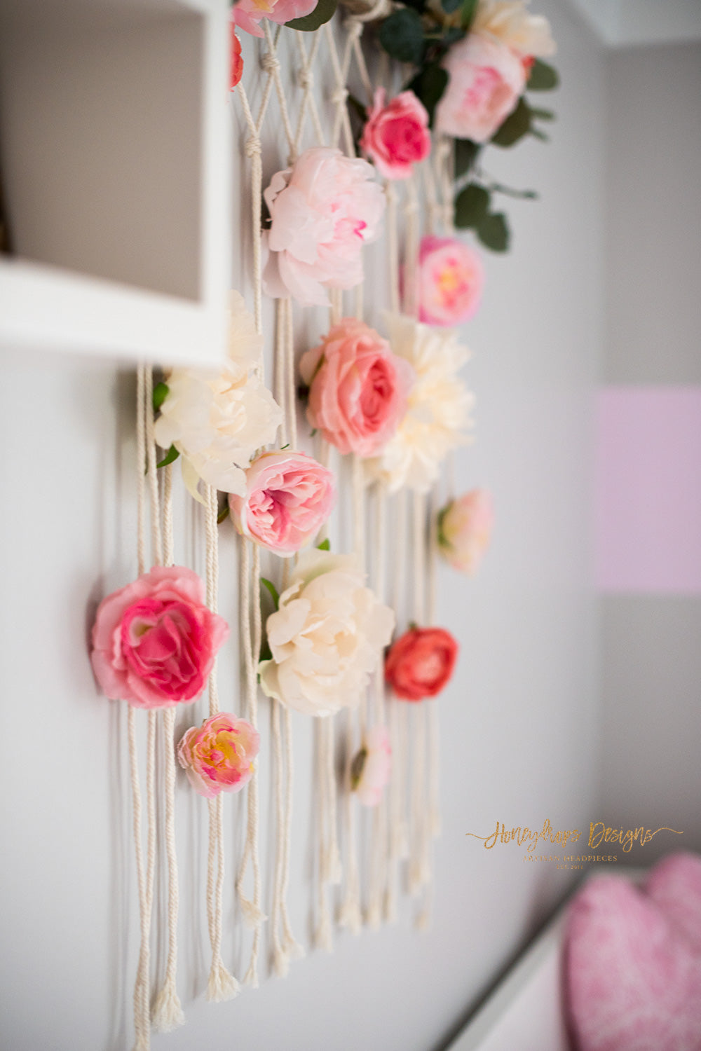 Macrame Flower Wall Hanging Baby Room Baby Girl Nursery Wall Decor - Honeydrops Designs